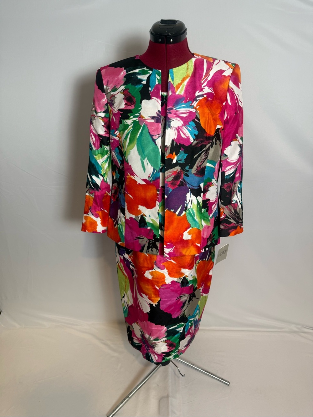 NWT Kasper Jacket Dress Size 8 Multi-Colored Floral 2-Piece Set Blazer & Dress
